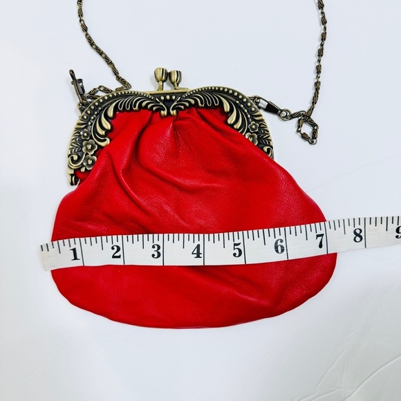 Vintage red leather chain small shoulder bag - Picture 6 of 8
